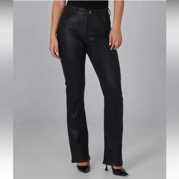 NEW Lola Jeans-Billie High-Rise Bootcut Black Coated Stretch Denim Women's 30 - Picture 1 of 12